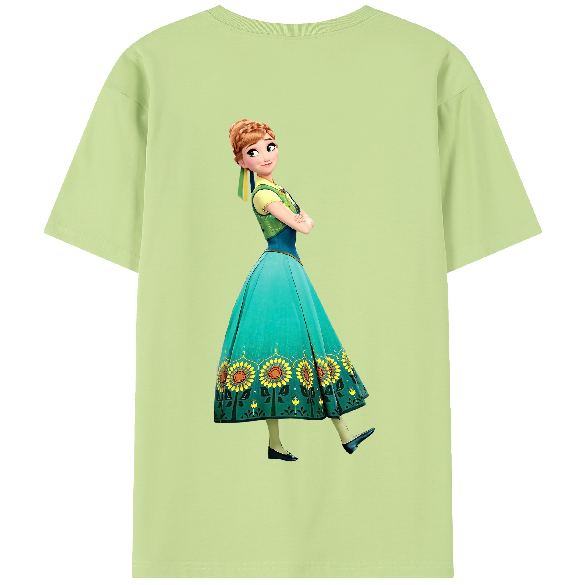 （画像用） アナと雪の女王 アンナ エルサ Frozen Anna Elsa 綿100％半袖Tシャツ（背面プリント）